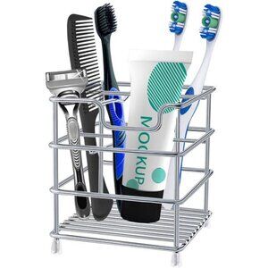 Stainless Steel Toothbrush Holder Bathroom Organizer Rustproof Toothpaste Stand
